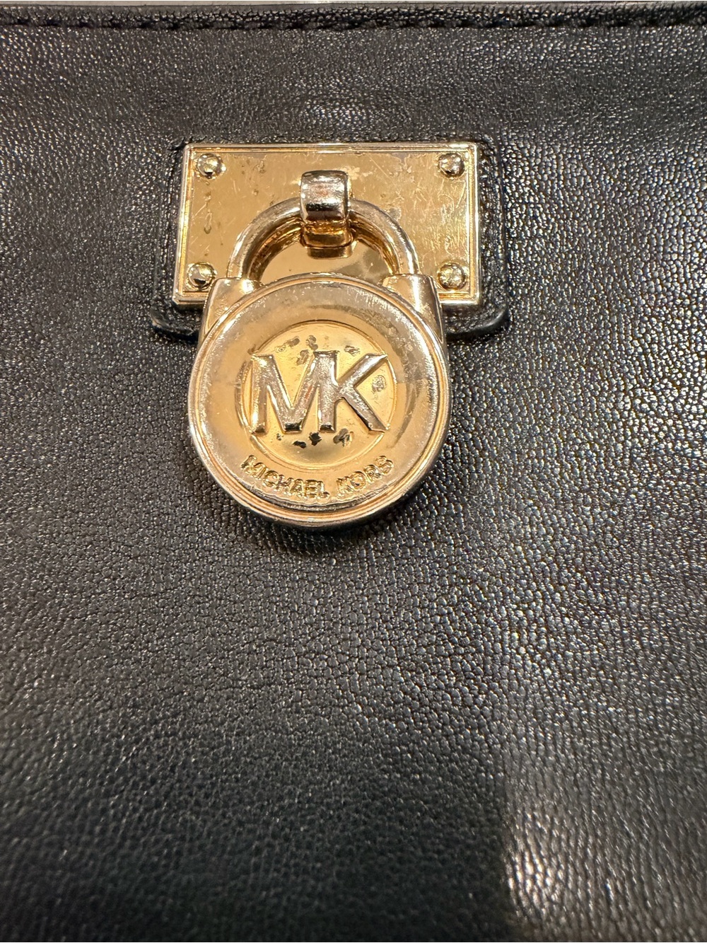 Michael Kors Black Leather Zip-Around Wallet with Gold MK Medallion - Picture 2 of 5